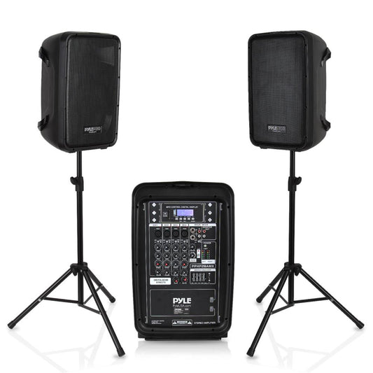 Pyle Stage and Studio 8 Inch Bluetooth PA Loud Speaker and 8 Channel Audio Mixer - 211818