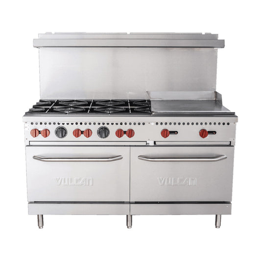 Vulcan SX60F-6B24G SX Series 60" Natural Gas 6-Burner Value Range With 24" Griddle- 258,000 BTU