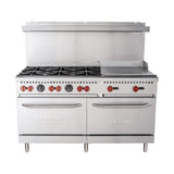 Vulcan SX60F-6B24G SX Series 60" Natural Gas 6-Burner Value Range With 24" Griddle- 258,000 BTU