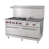 Vulcan SX60F-6B24G SX Series 60" Natural Gas 6-Burner Value Range With 24" Griddle- 258,000 BTU
