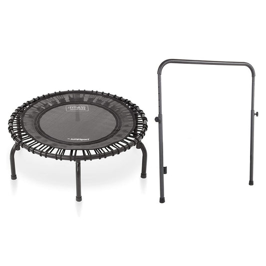 JumpSport 220 Fitness Rebounder Mini Trampoline & Handle Bar Accessory, Black - 250093