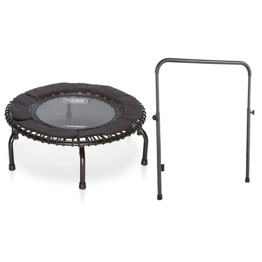 JumpSport 250 Fitness Rebounder Mini Trampoline & Handle Bar Accessory, Black - 250098