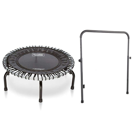 JumpSport 350 Indoor 39-Inch Mini Trampoline and Handle Bar Accessory, Black - 250101