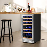 Costway Wine Cooler with Temperature Memory Dual Zone 30-Bottle Capacity New - FP10125US-SL