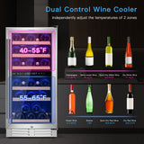 Costway Wine Cooler with Temperature Memory Dual Zone 30-Bottle Capacity New - FP10125US-SL