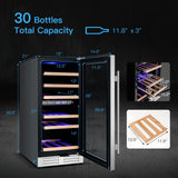 Costway Wine Cooler with Temperature Memory Dual Zone 30-Bottle Capacity New - FP10125US-SL