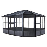 Sojag™ Charleston Solarium 4-Season Sunroom Kit / Patio Gazebo -  Dark Gray with Steel Roof