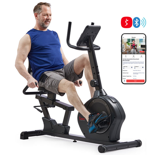 iDeal Sunny Health & Fitness Smart Magnetic Heavy Duty Recumbent Bike with 350LB Weight Capacity - SF-RB424002
