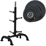 TKO 255 Lb. Rubber Olympic Weight Plate Set with Weight Storage Tree 6210 - 803OR