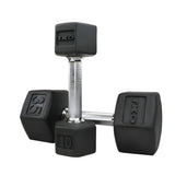 TKO Rubber Hex Dumbbell Set with 3-Tier Horizontal Rack - S890-SXRE15