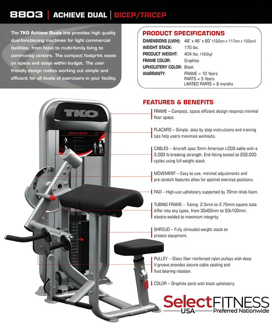 TKO Strength Dual Bicep/Tricep Cable Machine - 8803