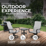 Four Seasons Courtyard Palermo 3 Piece Aluminum Bistro Set with Swivel Rockers - 396092
