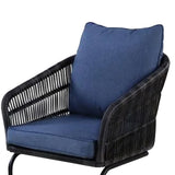 Four Seasons Courtyard Adelaide Set of 2 C Spring Cushioned Dining Chairs, Blue - 396132