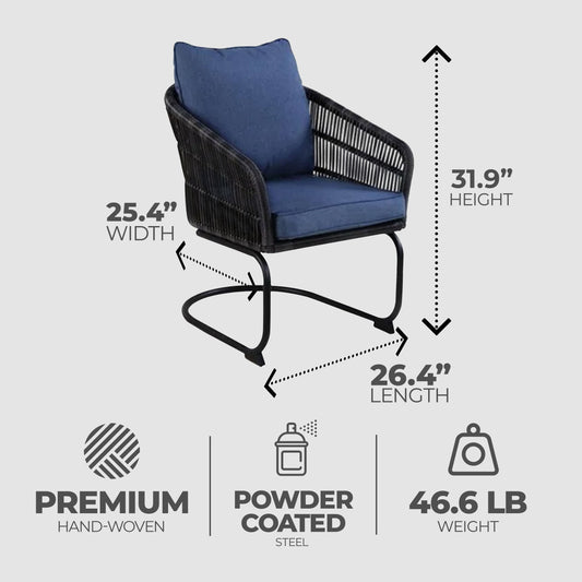 Four Seasons Courtyard Adelaide Set of 2 C Spring Cushioned Dining Chairs, Blue - 396132