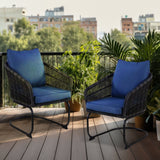Four Seasons Courtyard Adelaide Set of 2 C Spring Cushioned Dining Chairs, Blue - 396132