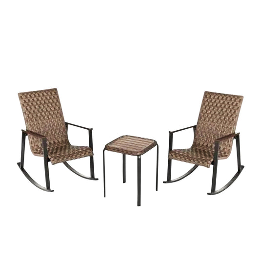 Four Seasons Courtyard Bayside 3 Piece All Weather Woven Wicker Chat Set, Brown - 396123